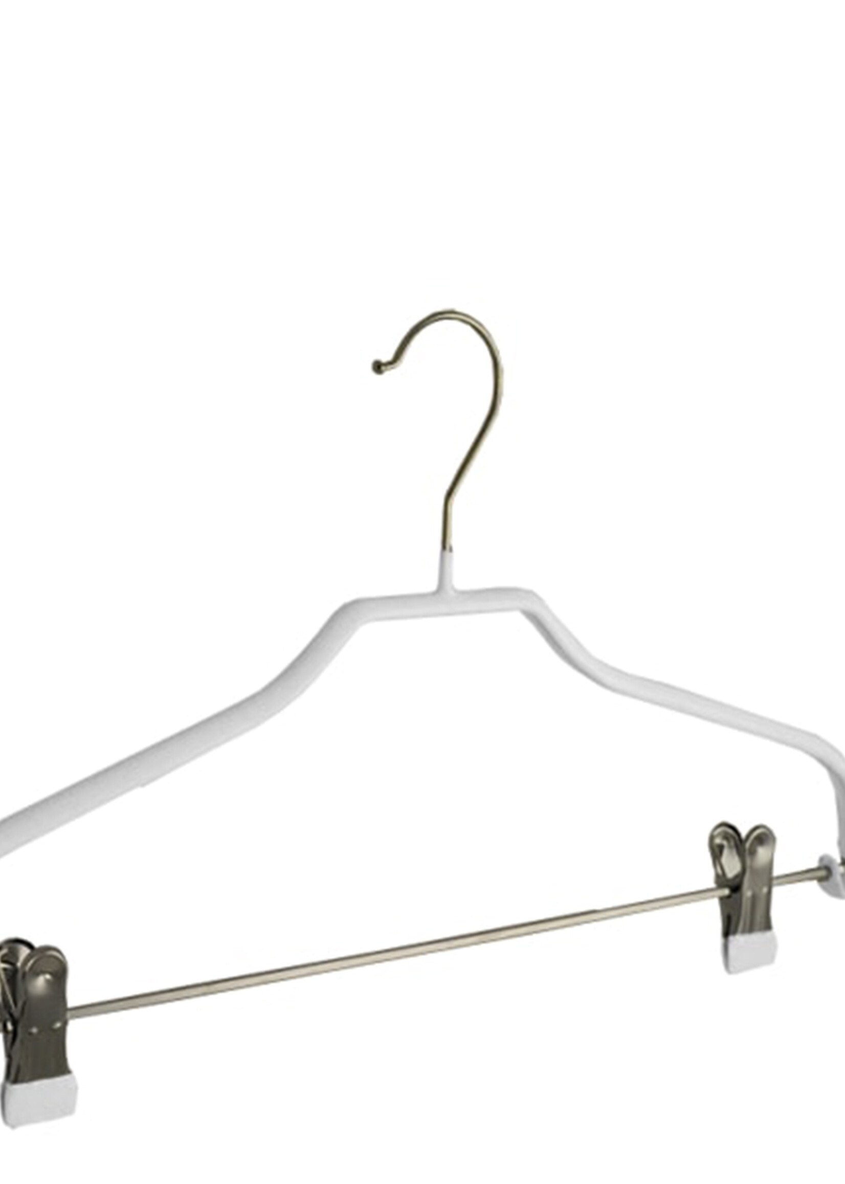 Kledinghanger - Volwassenen - 8327 - 10 Stuks - Blousehanger - Shirthanger - metaal - Wit - Anti-slip Coating - Verschuifbare Anti-slip knijpers - 40 cm - Kleerhanger