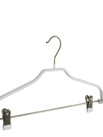 Kledinghanger - Volwassenen - 8327 - 15 Stuks - Blousehanger - Shirthanger - metaal - Wit - Anti-slip Coating - Verschuifbare Anti-slip knijpers - 40 cm - Kleerhanger