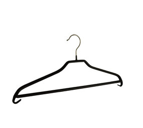 Kledinghanger - Volwassenen - 8351 - 25 Stuks - Blousehanger - Shirthanger - metaal - Zwart - Anti-slip Coating - Broeklat - 40 cm - Kleerhanger