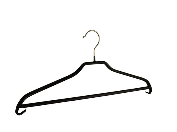 Kledinghanger - Volwassenen - 8351 - 25 Stuks - Blousehanger - Shirthanger - metaal - Zwart - Anti-slip Coating - Broeklat - 40 cm - Kleerhanger