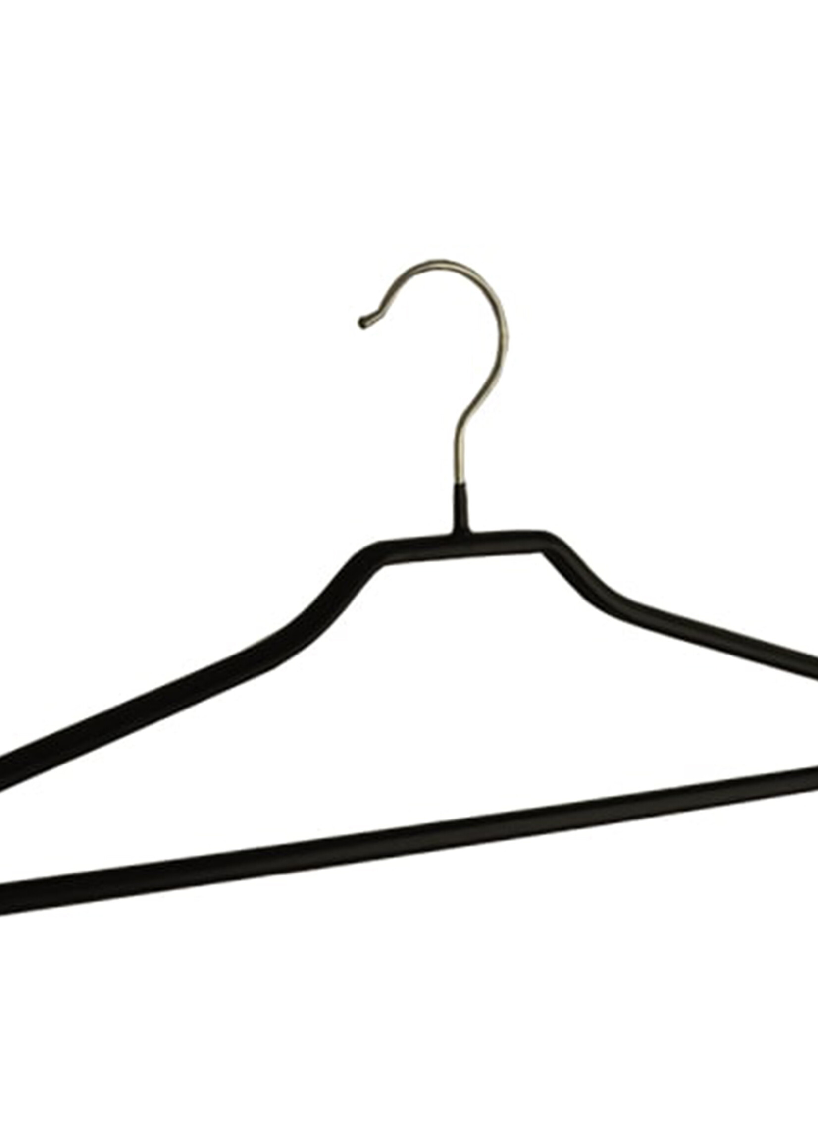 Kledinghanger - Volwassenen - 8352 - 15 Stuks - Blousehanger - Shirthanger - metaal - Zwart - Anti-slip Coating - Broeklat - 46 cm - Kleerhanger
