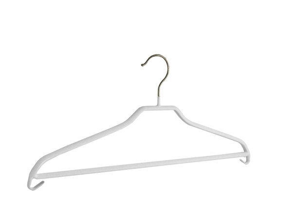 Kledinghanger - Volwassenen - 8352 - 25 Stuks - Blousehanger - Shirthanger - metaal - Wit - Anti-slip Coating - Broeklat - 46 cm - Kleerhanger