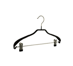 Mantelhanger - Kostuumhanger - Jassenhanger - Volwassenen - 8357 - 10 Stuks - metaal - Zwart - Anti-slip Coating - Schouderverbreding 3,5 cm - Verschuifbare Anti-slip knijpers - 40 cm - Kledinghanger - Kleerhanger