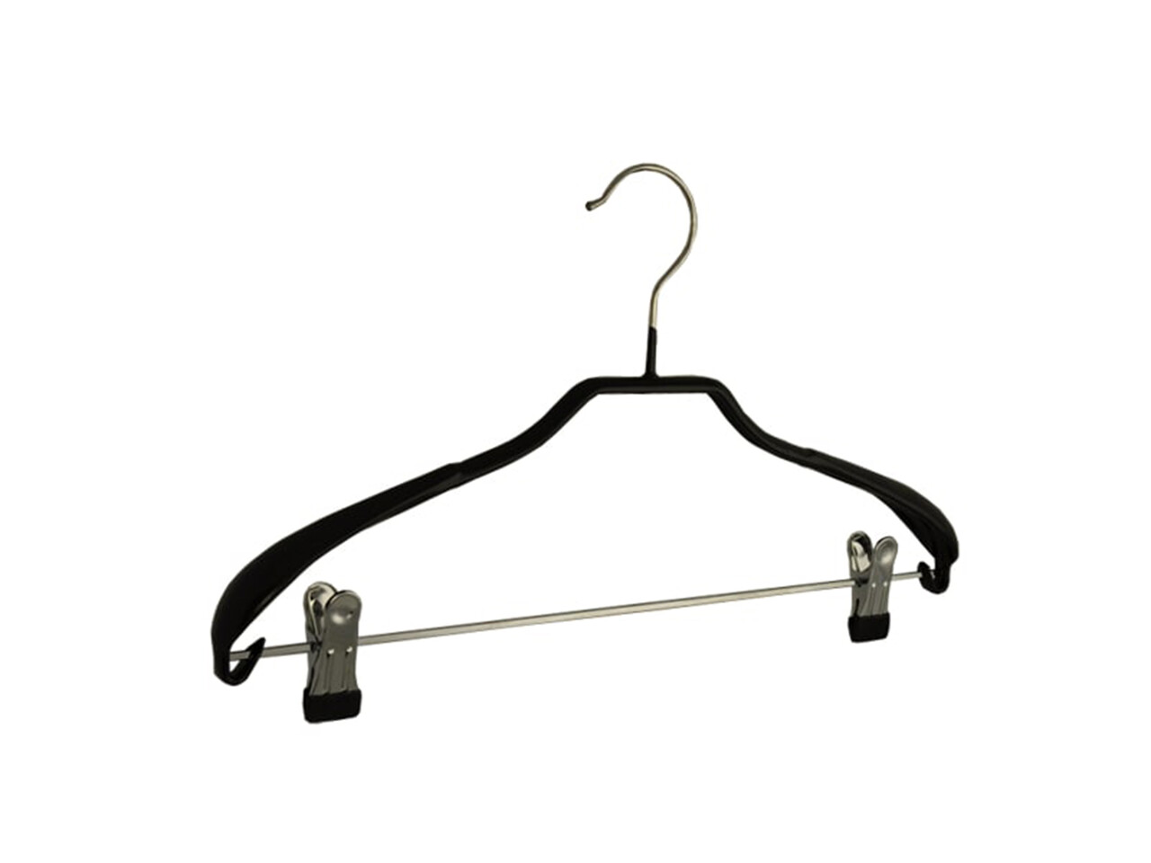 Mantelhanger - Kostuumhanger - Jassenhanger - Volwassenen - 8357 - 5 Stuks - metaal - Zwart - Anti-slip Coating - Schouderverbreding 3,5 cm - Verschuifbare Anti-slip knijpers - 40 cm - Kledinghanger - Kleerhanger