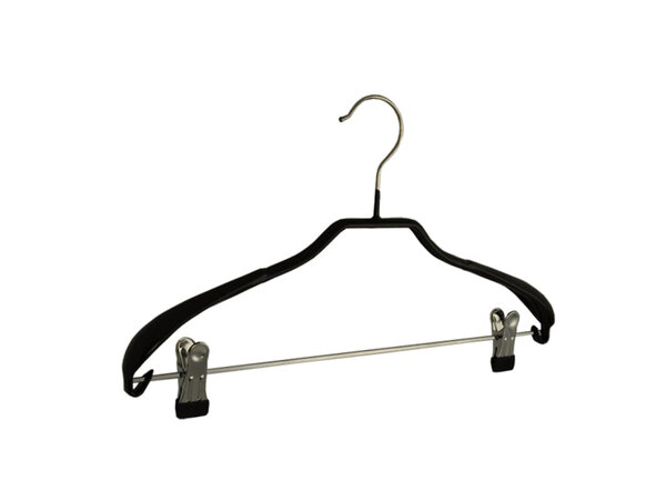 Mantelhanger - Kostuumhanger - Jassenhanger - Volwassenen - 8357 - 5 Stuks - metaal - Zwart - Anti-slip Coating - Schouderverbreding 3,5 cm - Verschuifbare Anti-slip knijpers - 40 cm - Kledinghanger - Kleerhanger