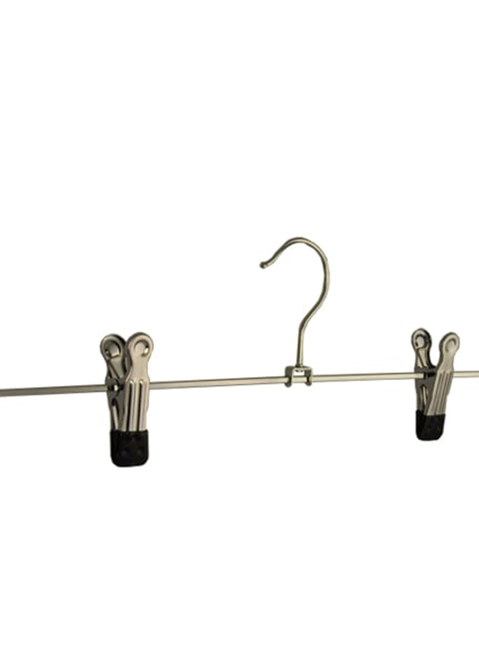 Knijperhanger - Volwassenen - 8364 - 30 Stuks - Metaal - Verchroomd - Zwart - 4 Verschuifbare Anti-slip Maxi knijpers - 40 cm - Rokhanger - Broekhanger - Pantalonhanger - Kledinghanger - Kleerhanger