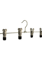 Knijperhanger - Volwassenen - 8365 - 30 Stuks - Metaal - Verchroomd - Zwart - 4 Verschuifbare Anti-slip Maxi knijpers - 50 cm - Rokhanger - Broekhanger - Pantalonhanger - Kledinghanger - Kleerhanger