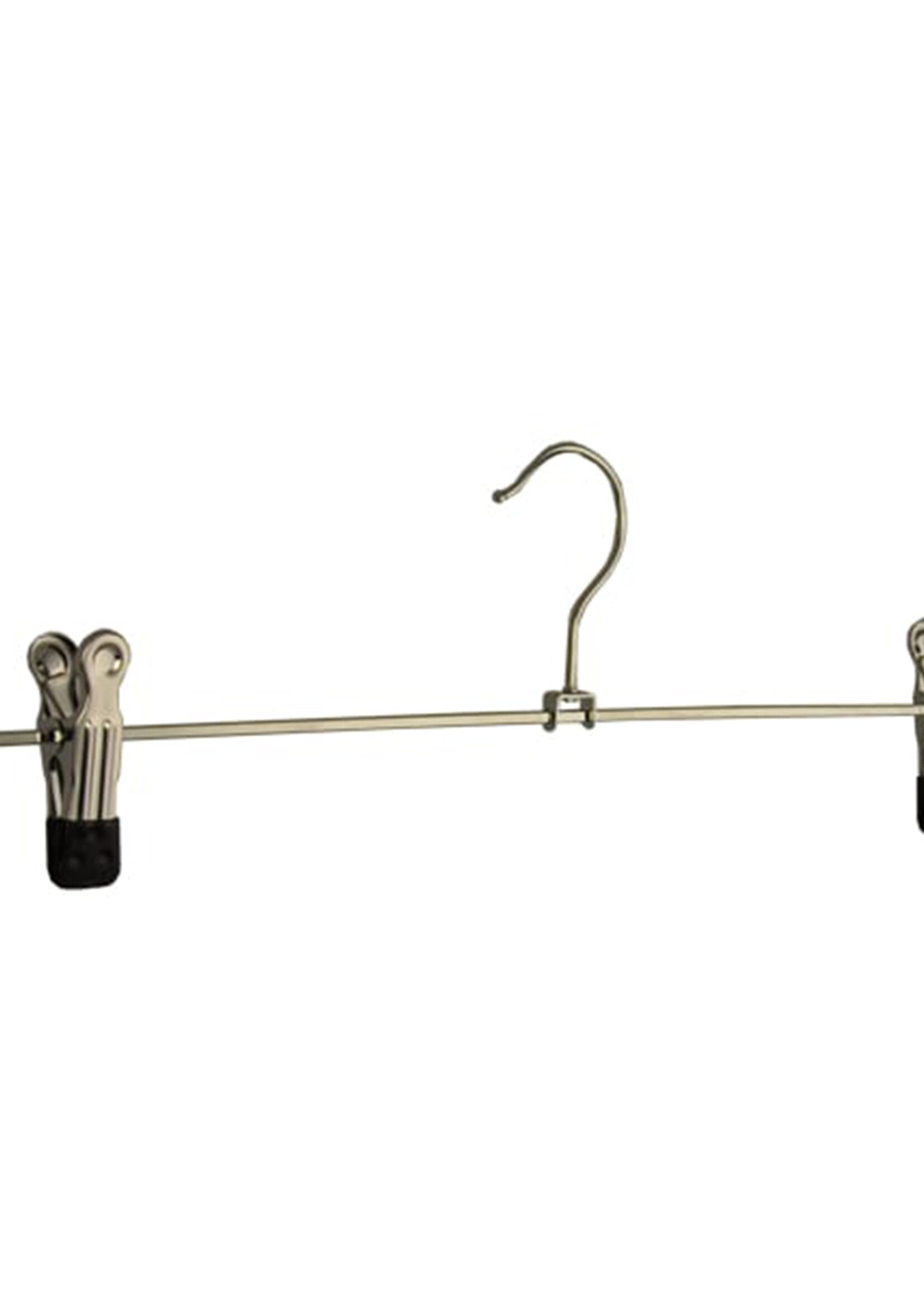 Knijperhanger - Volwassenen - 8372 - 10 Stuks - metaal - Verchroomd - Zwart - Verschuifbare Anti-slip Maxi knijpers - 40 cm - Rokhanger - Broekhanger - Pantalonhanger - Kledinghanger - Kleerhanger
