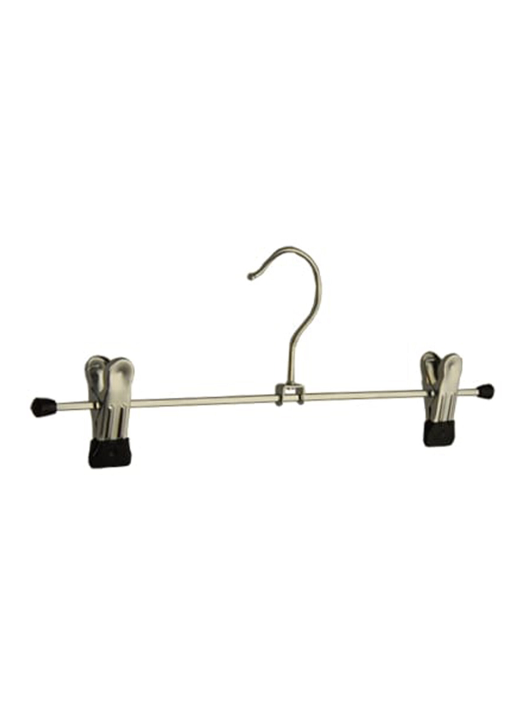 Knijperhanger - Volwassenen - 8871 - 20 Stuks - metaal - Verchroomd - Zwart - Verschuifbare Anti-slip knijpers - 30 cm - Rokhanger - Broekhanger - Pantalonhanger - Kledinghanger - Kleerhanger
