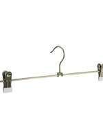 Knijperhanger - Volwassenen - 8872 - 10 Stuks - metaal - Verchroomd - Wit - Verschuifbare Anti-slip knijpers - 40 cm - Rokhanger - Broekhanger - Pantalonhanger - Kledinghanger - Kleerhanger