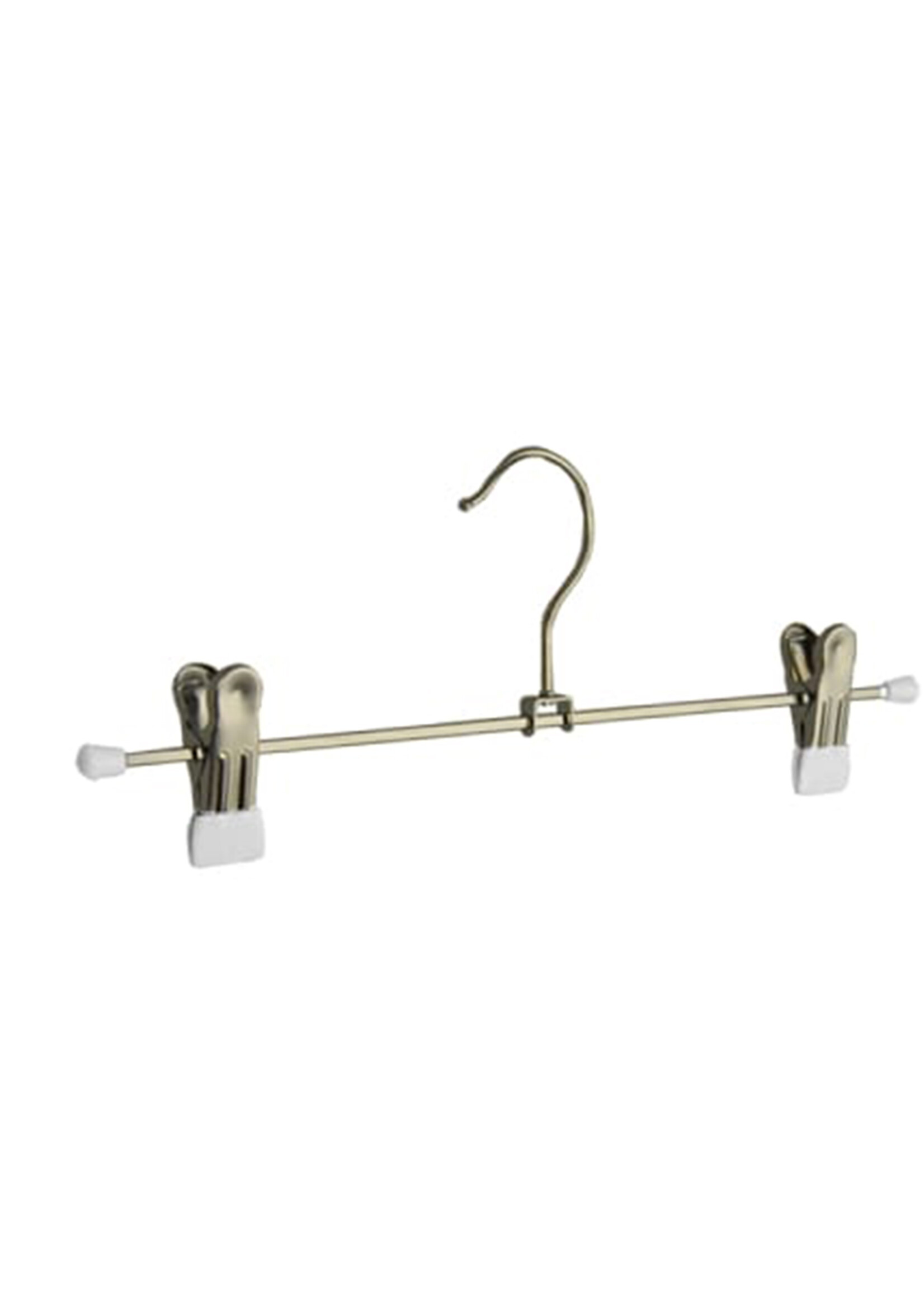 Knijperhanger - Kinderen - 8875 - 10 Stuks - metaal - Verchroomd - Wit - Verschuifbare Anti-slip knijpers - 25 cm - Rokhanger - Broekhanger - Pantalonhanger - Kinderhanger - Kledinghanger - Kleerhanger
