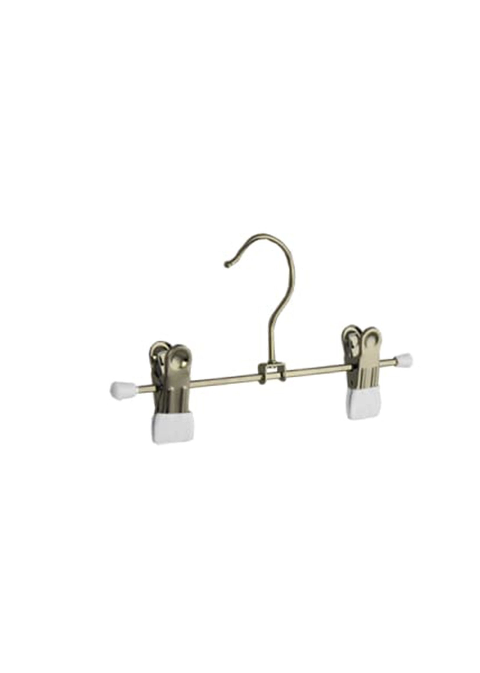 Knijperhanger - Kinderen - 8877 - 10 Stuks - metaal - Verchroomd - Wit - Verschuifbare Anti-slip knijpers - 20 cm - Rokhanger - Broekhanger - Pantalonhanger - Kinderhanger - Kledinghanger - Kleerhanger