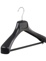 Mantelhanger - Kostuumhanger - Jassenhanger - Volwassenen - ETR40 - 10 Stuks - Kunststof - Zwart - Gebogen Model - Schouderverbreding 7,4 cm - Broeklat - 40 cm - Kledinghanger - Kleerhanger - ETR-Serie