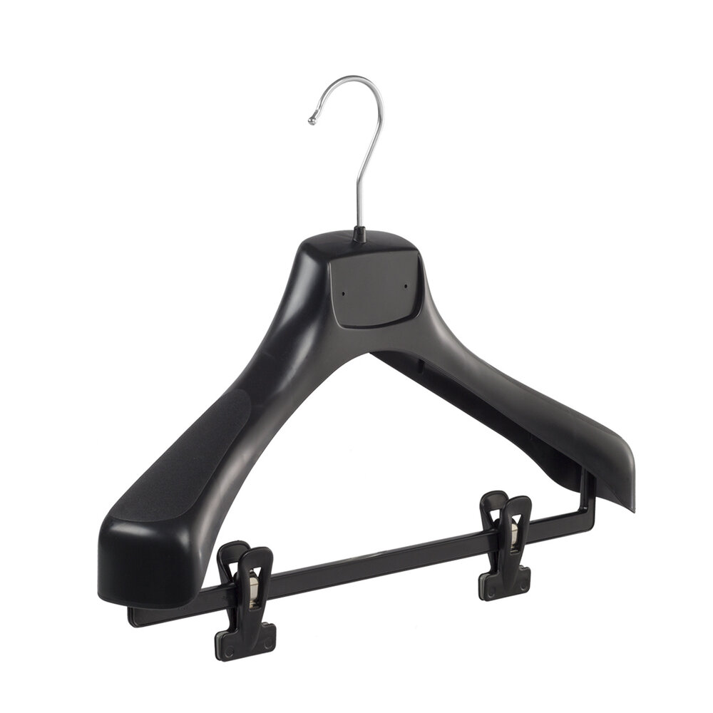 Mantelhanger - Kostuumhanger - Jassenhanger - Volwassenen - ETR40 - 10 Stuks - Kunststof - Zwart - Gebogen Model - Schouderverbreding 7,4 cm - Anti-slip Knijpers - 40 cm - Kledinghanger - Kleerhanger - ETR-Serie Mantelhanger - Kostuumhanger - Jassenhanger - Volwassenen - ETR40 - 10 Stuks - Kunststof - Zwart - Gebogen Model - Schouderverbreding 7,4 cm - Anti-slip Knijpers - 40 cm - Kledinghanger - Kleerhanger - ETR-Serie