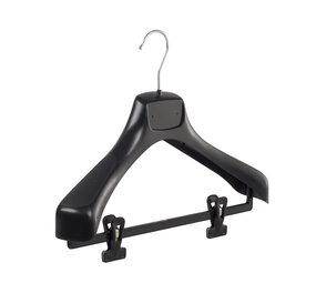 Mantelhanger - Kostuumhanger - Jassenhanger - Volwassenen - ETR40 - 10 Stuks - Kunststof - Zwart - Gebogen Model - Schouderverbreding 7,4 cm - Anti-slip Knijpers - 40 cm - Kledinghanger - Kleerhanger - ETR-Serie Mantelhanger - Kostuumhanger - Jassenhanger - Volwassenen - ETR40 - 10 Stuks - Kunststof - Zwart - Gebogen Model - Schouderverbreding 7,4 cm - Anti-slip Knijpers - 40 cm - Kledinghanger - Kleerhanger - ETR-Serie