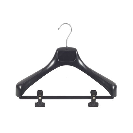 Mantelhanger - Kostuumhanger - Jassenhanger - Volwassenen - ETR40 - 10 Stuks - Kunststof - Zwart - Gebogen Model - Schouderverbreding 7,4 cm - Anti-slip Knijpers - 40 cm - Kledinghanger - Kleerhanger - ETR-Serie Mantelhanger - Kostuumhanger - Jassenhanger - Volwassenen - ETR40 - 10 Stuks - Kunststof - Zwart - Gebogen Model - Schouderverbreding 7,4 cm - Anti-slip Knijpers - 40 cm - Kledinghanger - Kleerhanger - ETR-Serie