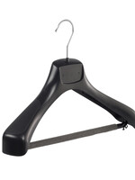Mantelhanger - Kostuumhanger - Jassenhanger - Volwassenen - ETR40 - 20 Stuks - Kunststof - Zwart - Gebogen Model - Schouderverbreding 7,4 cm - Broeklat met Schuim - 40 cm - Kledinghanger - Kleerhanger - ETR-Serie