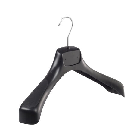Mantelhanger - Kostuumhanger - Jassenhanger - Volwassenen - ETR40 - 40 Stuks - Kunststof - Zwart - Gebogen Model - Schouderverbreding 7,4 cm - 40 cm - Kledinghanger - Kleerhanger - ETR-Serie