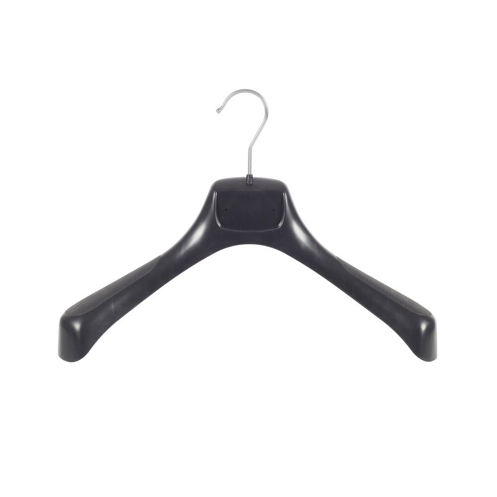 Mantelhanger - Kostuumhanger - Jassenhanger - Volwassenen - ETR40 - 40 Stuks - Kunststof - Zwart - Gebogen Model - Schouderverbreding 7,4 cm - 40 cm - Kledinghanger - Kleerhanger - ETR-Serie