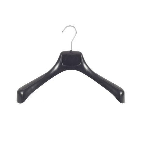 Mantelhanger - Kostuumhanger - Jassenhanger - Volwassenen - ETR40 - 50 Stuks - Kunststof - Zwart - Gebogen Model - Schouderverbreding 7,4 cm - 40 cm - Kledinghanger - Kleerhanger - ETR-Serie