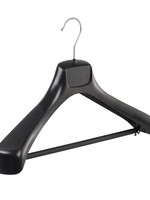 Mantelhanger - Kostuumhanger - Jassenhanger - Volwassenen - ETR43 - 20 Stuks - Kunststof - Zwart - Gebogen Model - Schouderverbreding 7,4 cm - Broeklat - 43 cm - Kledinghanger - Kleerhanger - ETR-Serie
