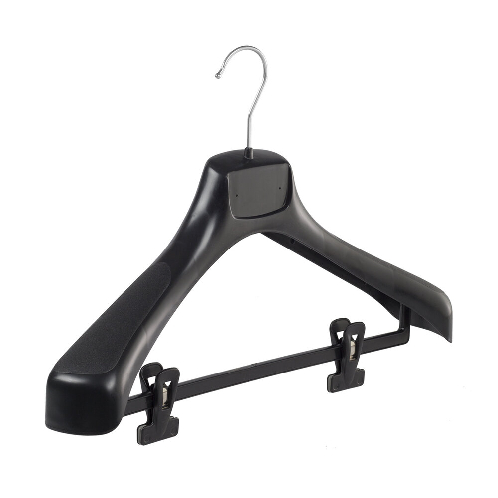 Mantelhanger - Kostuumhanger - Jassenhanger - Volwassenen - ETR43 - 50 Stuks - Kunststof - Zwart - Gebogen Model - Schouderverbreding 7,4 cm - Anti-slip Knijpers - 43 cm - Kledinghanger - Kleerhanger - ETR-Serie Mantelhanger - Kostuumhanger - Jassenhanger - Volwassenen - ETR43 - 50 Stuks - Kunststof - Zwart - Gebogen Model - Schouderverbreding 7,4 cm - Anti-slip Knijpers - 43 cm - Kledinghanger - Kleerhanger - ETR-Serie