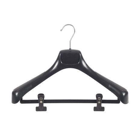 Mantelhanger - Kostuumhanger - Jassenhanger - Volwassenen - ETR43 - 50 Stuks - Kunststof - Zwart - Gebogen Model - Schouderverbreding 7,4 cm - Anti-slip Knijpers - 43 cm - Kledinghanger - Kleerhanger - ETR-Serie Mantelhanger - Kostuumhanger - Jassenhanger - Volwassenen - ETR43 - 50 Stuks - Kunststof - Zwart - Gebogen Model - Schouderverbreding 7,4 cm - Anti-slip Knijpers - 43 cm - Kledinghanger - Kleerhanger - ETR-Serie