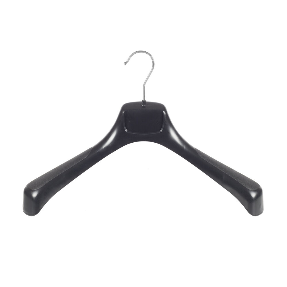 Mantelhanger - Kostuumhanger - Jassenhanger - Volwassenen - ETR43 - 10 Stuks - Kunststof - Zwart - Gebogen Model - Schouderverbreding 7,4 cm - 43 cm - Kledinghanger - Kleerhanger - ETR-Serie