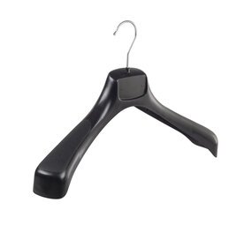 Mantelhanger - Kostuumhanger - Jassenhanger - Volwassenen - ETR43 - 40 Stuks - Kunststof - Zwart - Gebogen Model - Schouderverbreding 7,4 cm - 43 cm - Kledinghanger - Kleerhanger - ETR-Serie