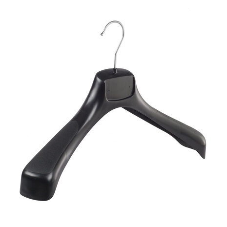 Mantelhanger - Kostuumhanger - Jassenhanger - Volwassenen - ETR43 - 40 Stuks - Kunststof - Zwart - Gebogen Model - Schouderverbreding 7,4 cm - 43 cm - Kledinghanger - Kleerhanger - ETR-Serie