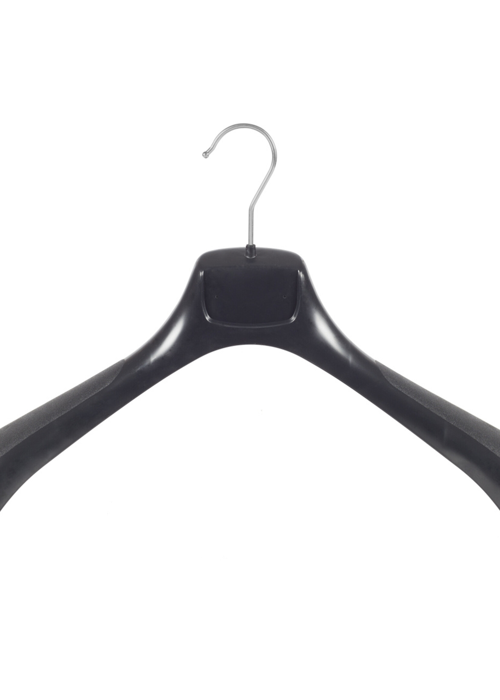 Mantelhanger - Kostuumhanger - Jassenhanger - Volwassenen - ETR43 - 50 Stuks - Kunststof - Zwart - Gebogen Model - Schouderverbreding 7,4 cm - 43 cm - Kledinghanger - Kleerhanger - ETR-Serie