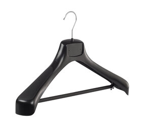 Mantelhanger - Kostuumhanger - Jassenhanger - Volwassenen - ETR46 - 10 Stuks - Kunststof - Zwart - Gebogen Model - Schouderverbreding 7,4 cm - Broeklat - 46 cm - Kledinghanger - Kleerhanger - ETR-Serie