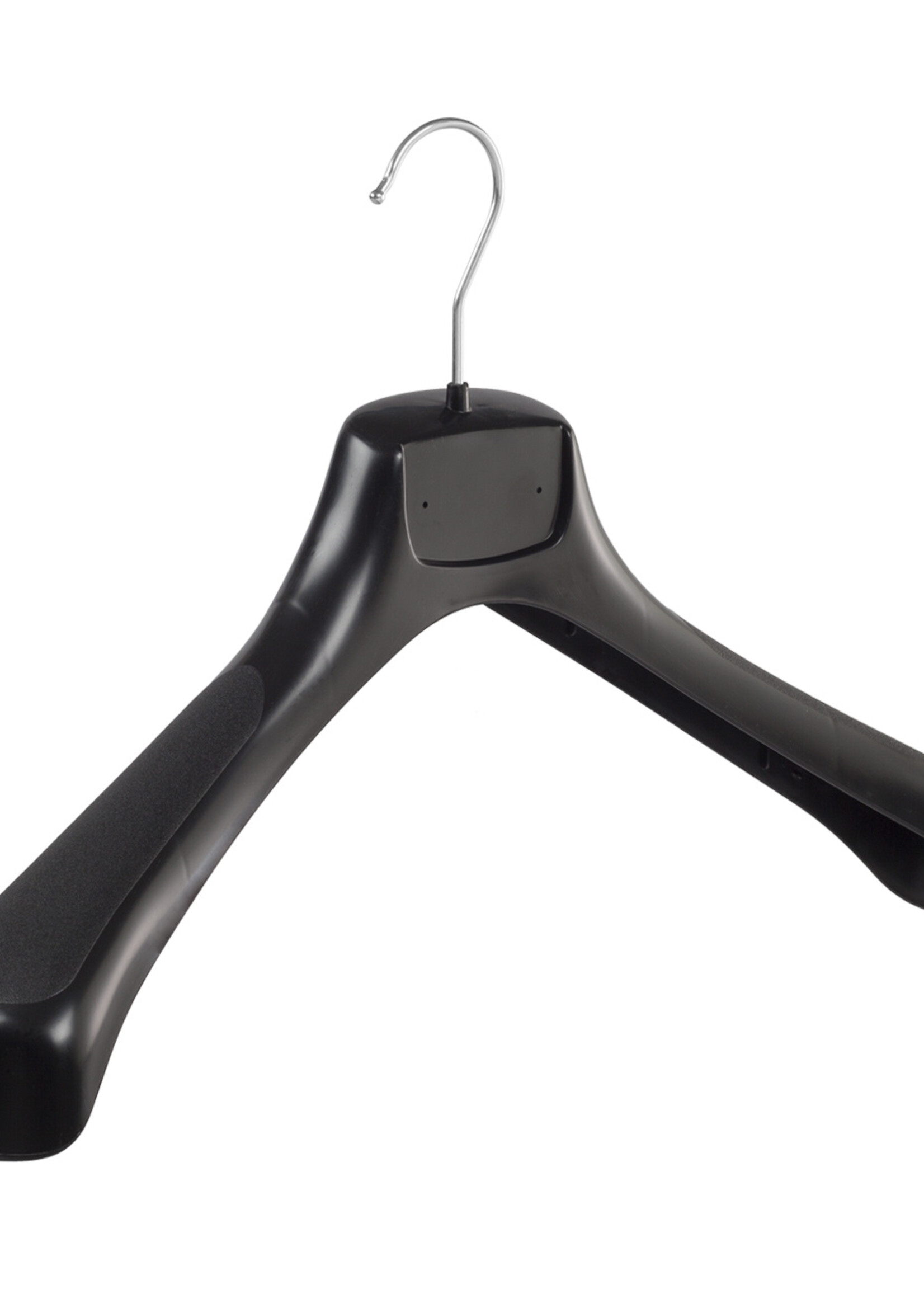 Mantelhanger - Kostuumhanger - Jassenhanger - Volwassenen - ETR46 - 20 Stuks - Kunststof - Zwart - Gebogen Model - Schouderverbreding 7,4 cm - 46 cm - Kledinghanger - Kleerhanger - ETR-Serie