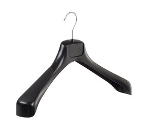 Mantelhanger - Kostuumhanger - Jassenhanger - Volwassenen - ETR46 - 20 Stuks - Kunststof - Zwart - Gebogen Model - Schouderverbreding 7,4 cm - 46 cm - Kledinghanger - Kleerhanger - ETR-Serie