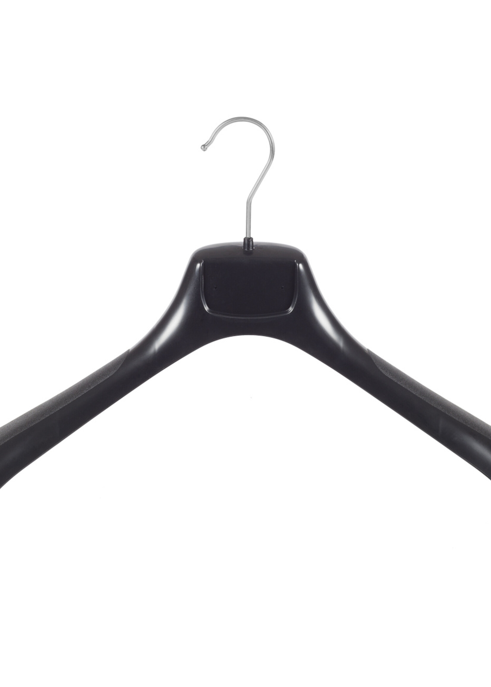 Mantelhanger - Kostuumhanger - Jassenhanger - Volwassenen - ETR46 - 40 Stuks - Kunststof - Zwart - Gebogen Model - Schouderverbreding 7,4 cm - 46 cm - Kledinghanger - Kleerhanger - ETR-Serie