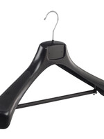 Mantelhanger - Kostuumhanger - Jassenhanger - Volwassenen - ETR49 - 30 Stuks - Kunststof - Zwart - Gebogen Model - Schouderverbreding 7,4 cm - Broeklat - 49 cm - Kledinghanger - Kleerhanger - ETR-Serie
