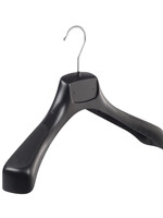 Mantelhanger - Kostuumhanger - Jassenhanger - Volwassenen - ETR49 - 10 Stuks - Kunststof - Zwart - Gebogen Model - Schouderverbreding 7,4 cm - 49 cm - Kledinghanger - Kleerhanger - ETR-Serie