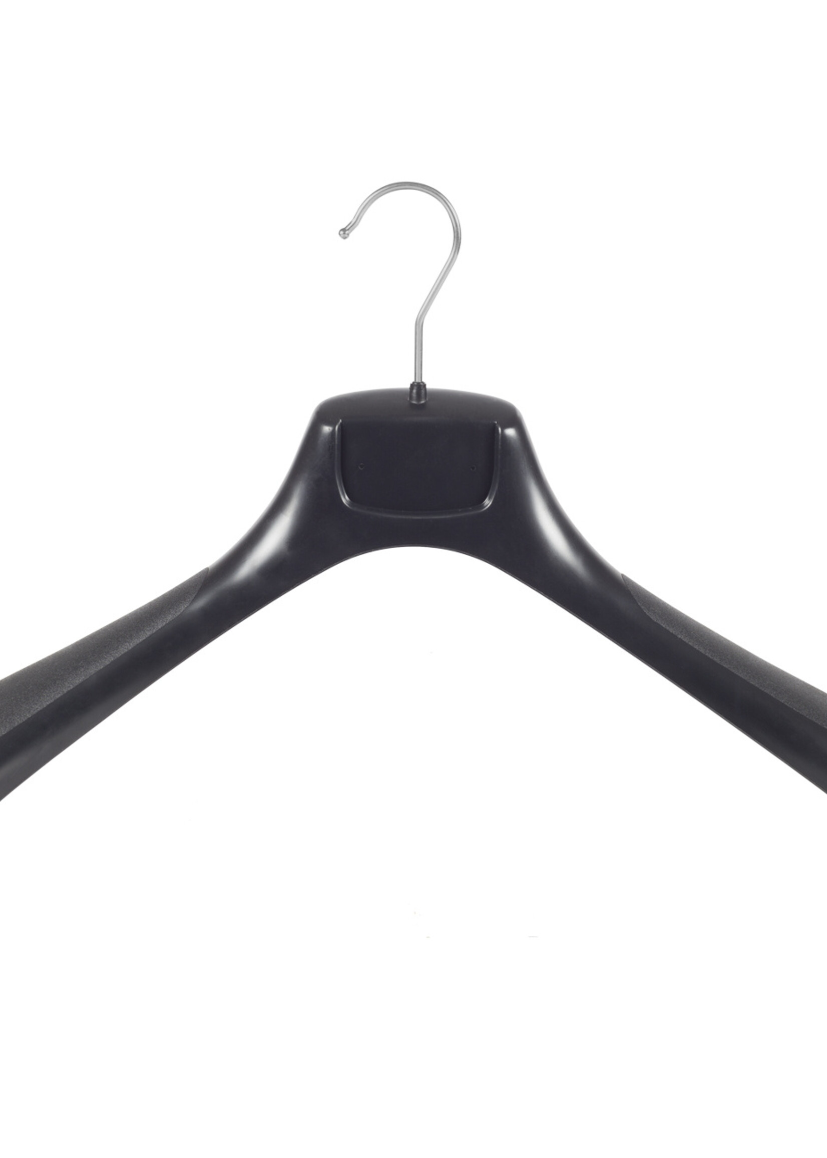 Mantelhanger - Kostuumhanger - Jassenhanger - Volwassenen - ETR49 - 30 Stuks - Kunststof - Zwart - Gebogen Model - Schouderverbreding 7,4 cm - 49 cm - Kledinghanger - Kleerhanger - ETR-Serie