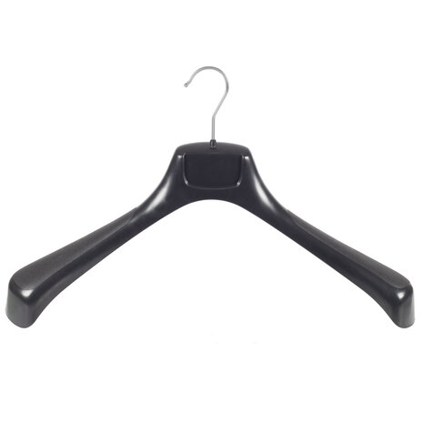 Mantelhanger - Kostuumhanger - Jassenhanger - Volwassenen - ETR49 - 30 Stuks - Kunststof - Zwart - Gebogen Model - Schouderverbreding 7,4 cm - 49 cm - Kledinghanger - Kleerhanger - ETR-Serie