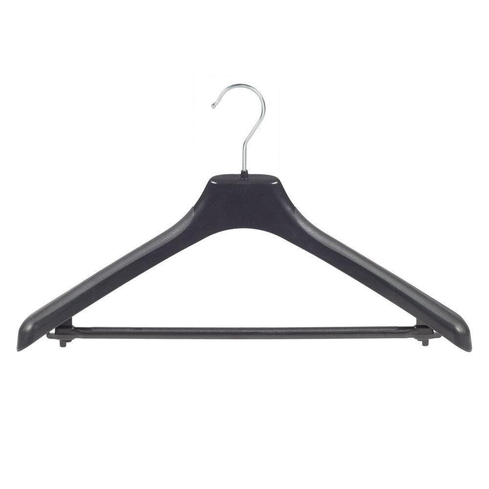 Mantelhanger - Kostuumhanger - Jassenhanger - Volwassenen - EU45 - 20 Stuks - Kunststof - Zwart - Schouderverbreding 4 cm - Anti-slip Broeklat - 45 cm - Kledinghanger - Kleerhanger - EU-Serie
