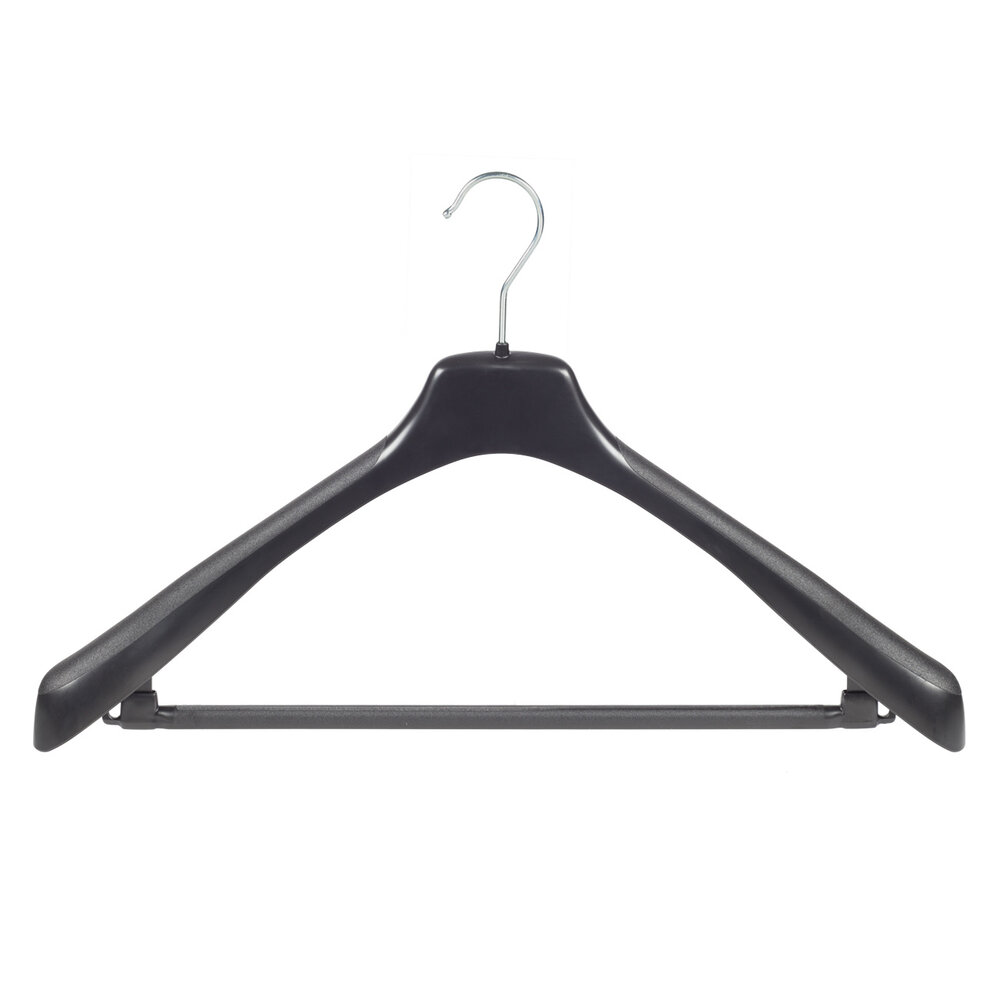 Mantelhanger - Kostuumhanger - Jassenhanger - Volwassenen - EU50 - 40 Stuks - Kunststof - Zwart - Schouderverbreding 4 cm - Anti-slip Broeklat - 50 cm - Kledinghanger - Kleerhanger - EU-Serie