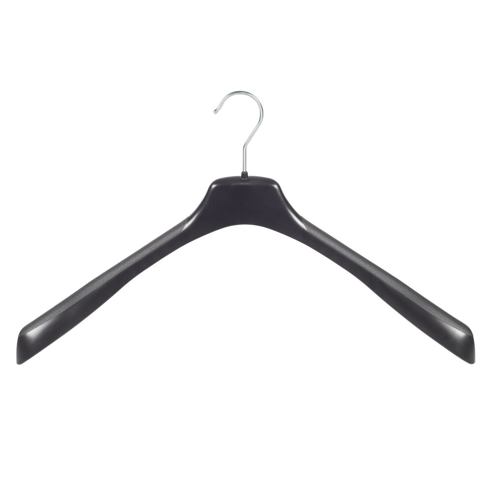 Mantelhanger - Kostuumhanger - Jassenhanger - Volwassenen - EU50 - 10 Stuks - Kunststof - Zwart - Schouderverbreding 4 cm - 50 cm - Kledinghanger - Kleerhanger - EU-Serie