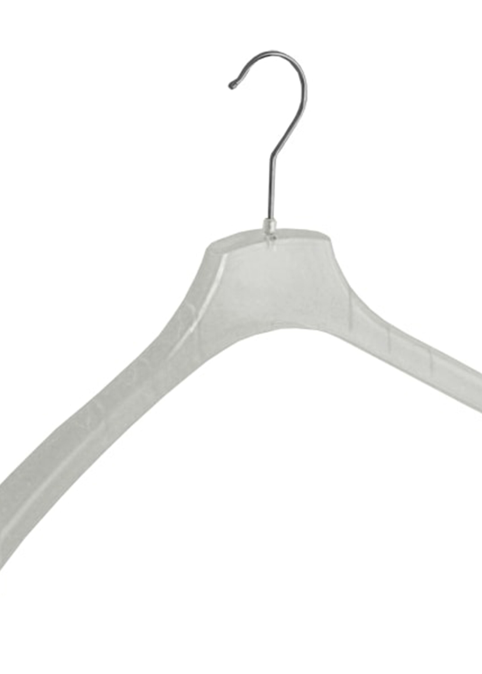 Mantelhanger - Kostuumhanger - Jassenhanger - Volwassenen - F1/45 - 50 Stuks - Kunststof - Transparant - Schouderverbreding 4,2 cm - 45 cm - Kledinghanger - Kleerhanger