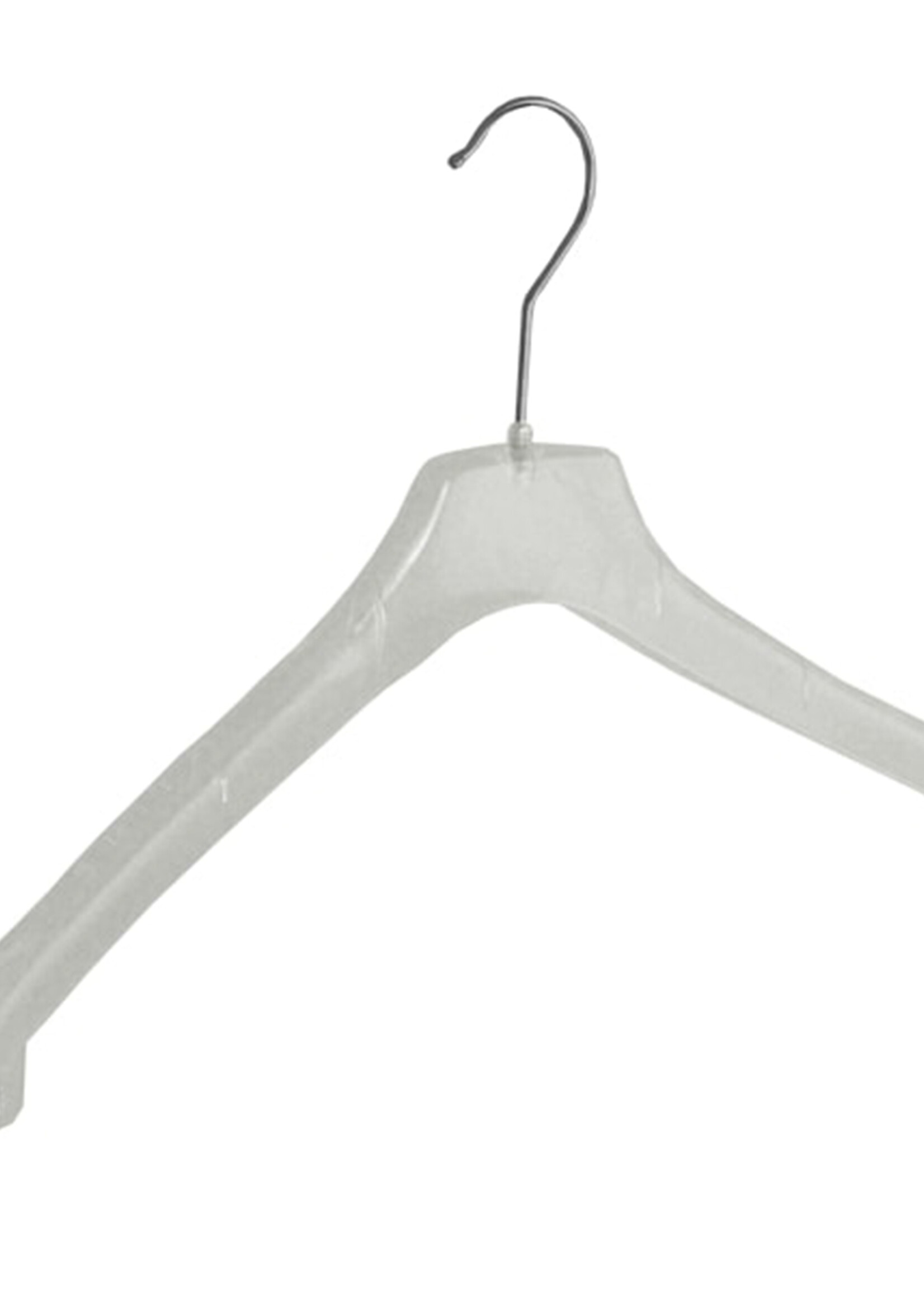 Mantelhanger - Kostuumhanger - Jassenhanger - Volwassenen - F2/44 - 50 Stuks - Kunststof - Transparant - Schouderverbreding 2 cm - 44 cm - Kledinghanger - Kleerhanger
