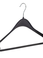 Mantelhanger - Kostuumhanger - Jassenhanger - Volwassenen - F44 - 20 Stuks - Kunststof - Zwart - Schouderverbreding 2,2 cm - 44 cm - Kledinghanger - Kleerhanger - Hotelhanger