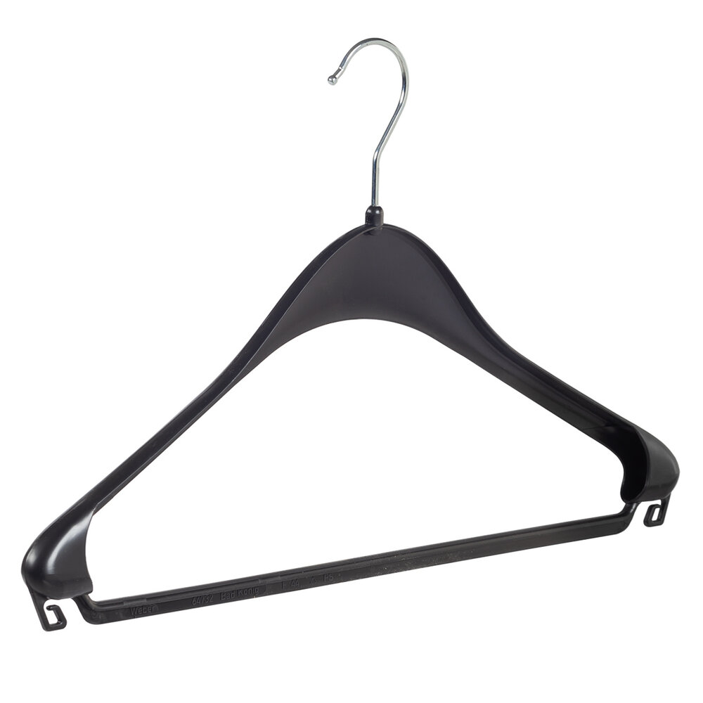 Mantelhanger - Kostuumhanger - Jassenhanger - Volwassenen - F44 - 30 Stuks - Kunststof - Zwart - Schouderverbreding 2,2 cm - 44 cm - Kledinghanger - Kleerhanger - Hotelhanger