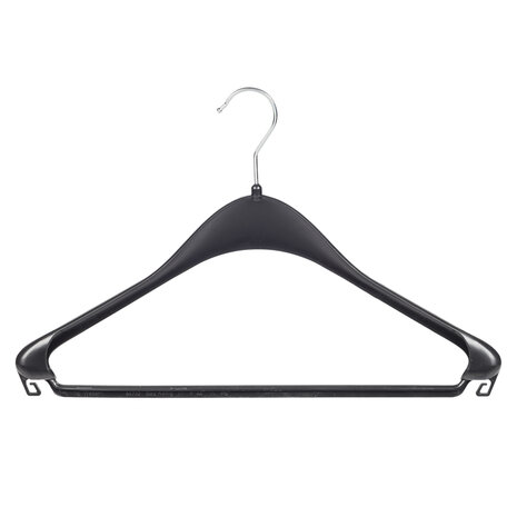 Mantelhanger - Kostuumhanger - Jassenhanger - Volwassenen - F44 - 30 Stuks - Kunststof - Zwart - Schouderverbreding 2,2 cm - 44 cm - Kledinghanger - Kleerhanger - Hotelhanger