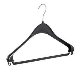 Mantelhanger - Kostuumhanger - Jassenhanger - Volwassenen - F44 - 40 Stuks - Kunststof - Zwart - Schouderverbreding 2,2 cm - 44 cm - Kledinghanger - Kleerhanger - Hotelhanger