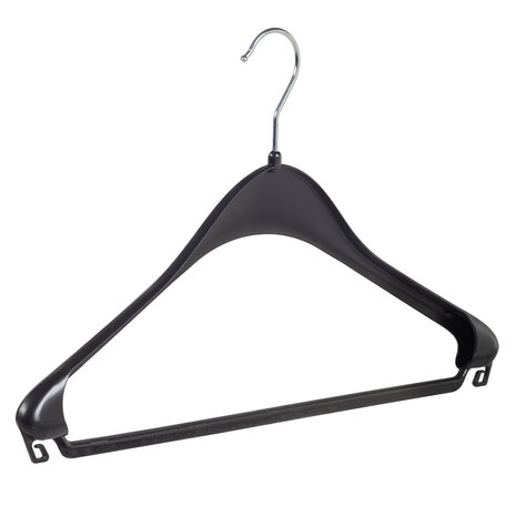 Mantelhanger - Kostuumhanger - Jassenhanger - Volwassenen - F44 - 50 Stuks - Kunststof - Zwart - Schouderverbreding 2,2 cm - 44 cm - Kledinghanger - Kleerhanger - Hotelhanger