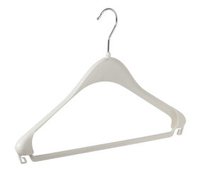 Mantelhanger - Kostuumhanger - Jassenhanger - Volwassenen - F44 - 50 Stuks - Kunststof - Wit - Schouderverbreding 2,2 cm - 44 cm - Kledinghanger - Kleerhanger - Hotelhanger